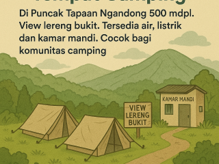 Tempat camping tapaan ngandong dengan view perbukitan kapur